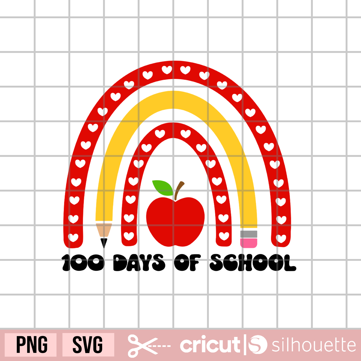 100 Days of School rainbow svg, teacher rainbow svg, teacher apple svg, pencil rainbow svg, School svg, students svg, Classroom svg, No. 2 pencil svg, Free svg