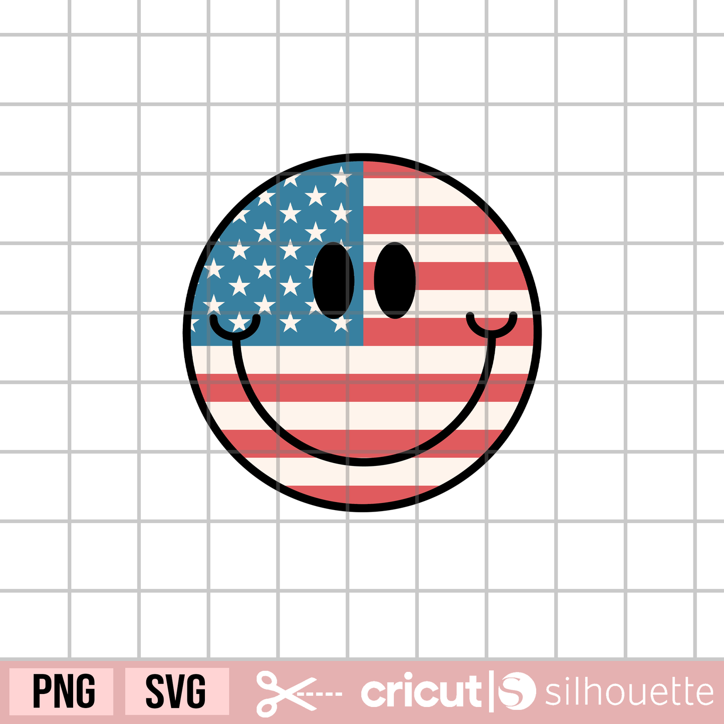 4th of July Smiley Face svg, Free svg, retro smiley face svg, 4th of July svg, American Flag smiley face svg