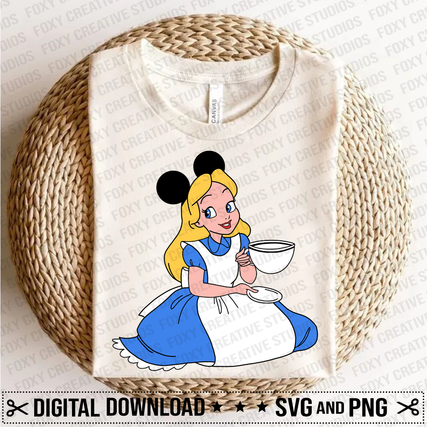 Alice svg, Princess svg, Princess with mouse ears svg, Cartoon svg, cat svg, mad hatter svg