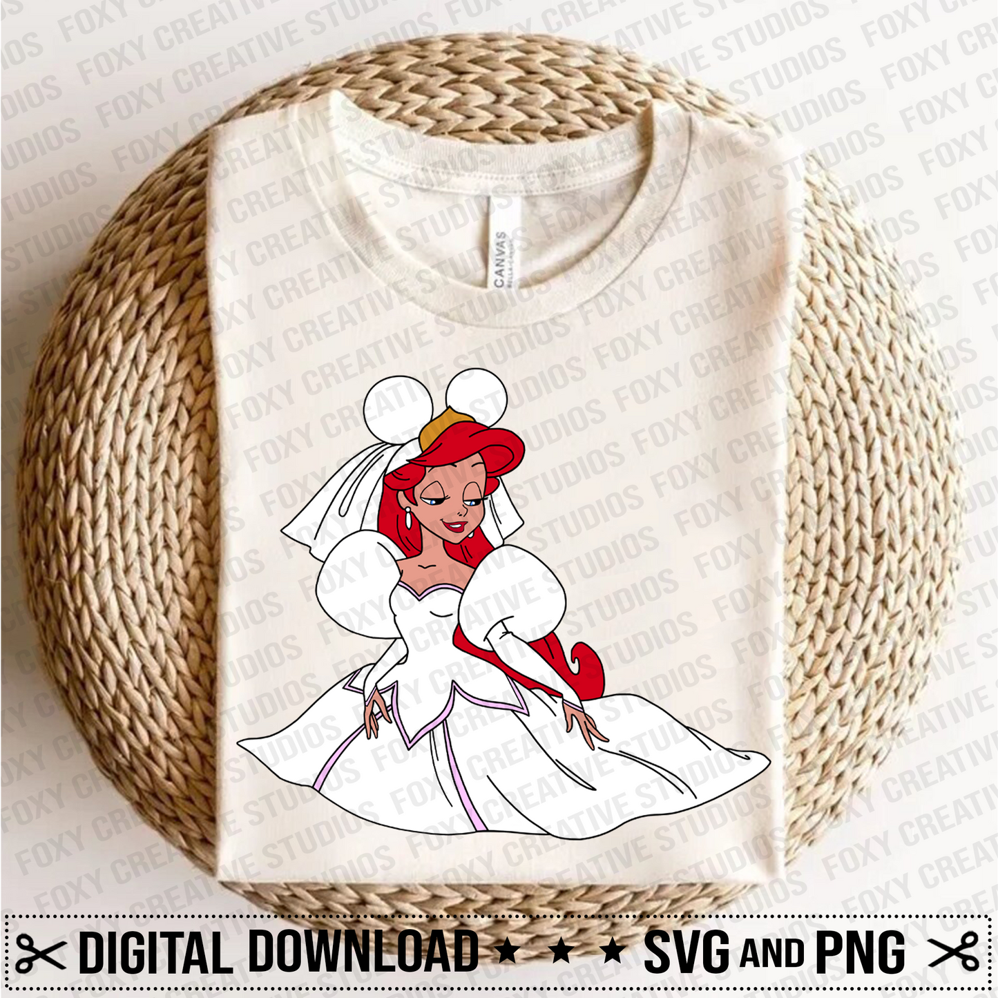 Princess svg, Mermaid svg, Wedding Dress svg, Ariel svg, Princess with mouse ears svg, sebastian svg