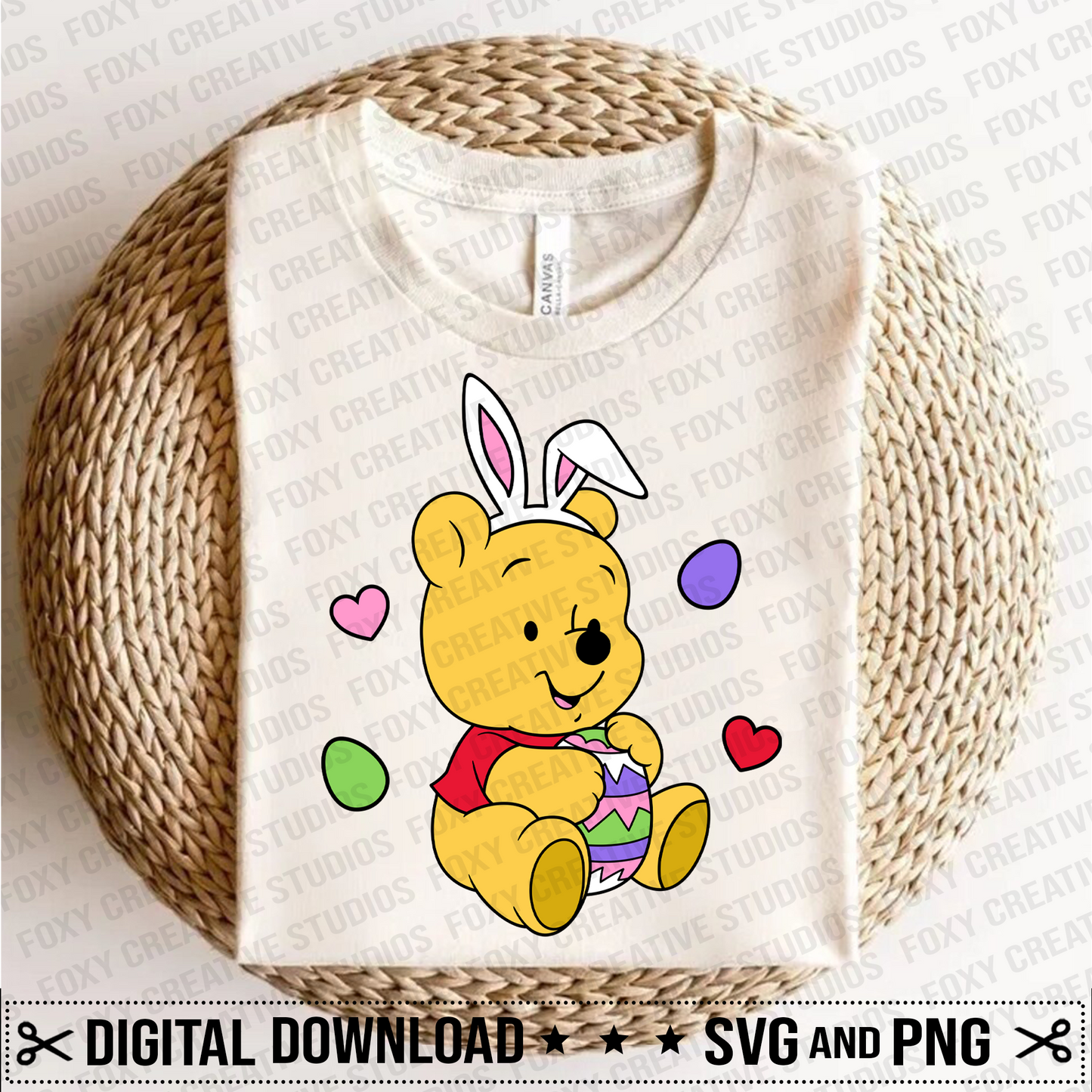 Easter svg, Easter Bunny svg, bunny ears svg, baby bear svg, baby winnie svg, Easter eggs svg, Hearts svg