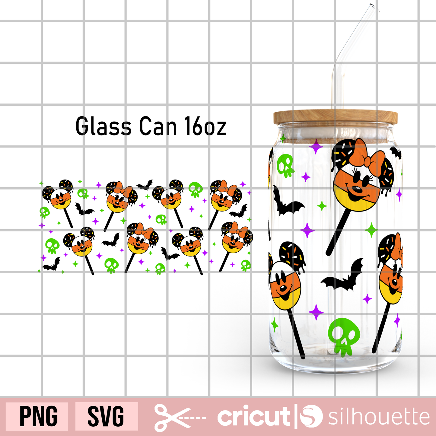 Halloween Candy Corn Mouse lollipops Libbey glass wrap svg, Candy corn svg, Halloween mickey svg, Halloween Libbey glass wrap svg 16oz, Halloween minnie svg, skulls svg