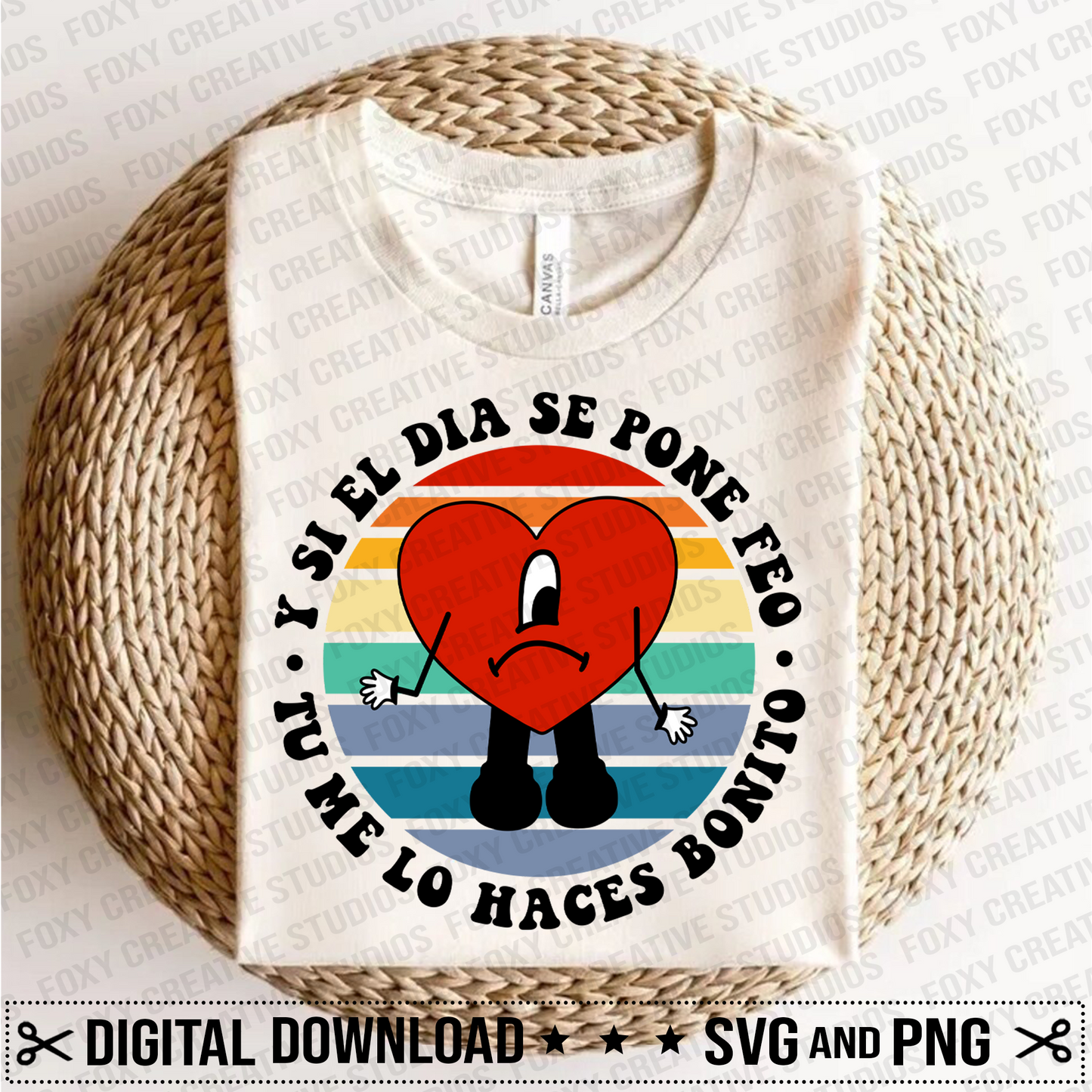 Dia se pone feo svg, sad heart svg, retro svg, conjeo malo svg, bunny svg, summer party svg