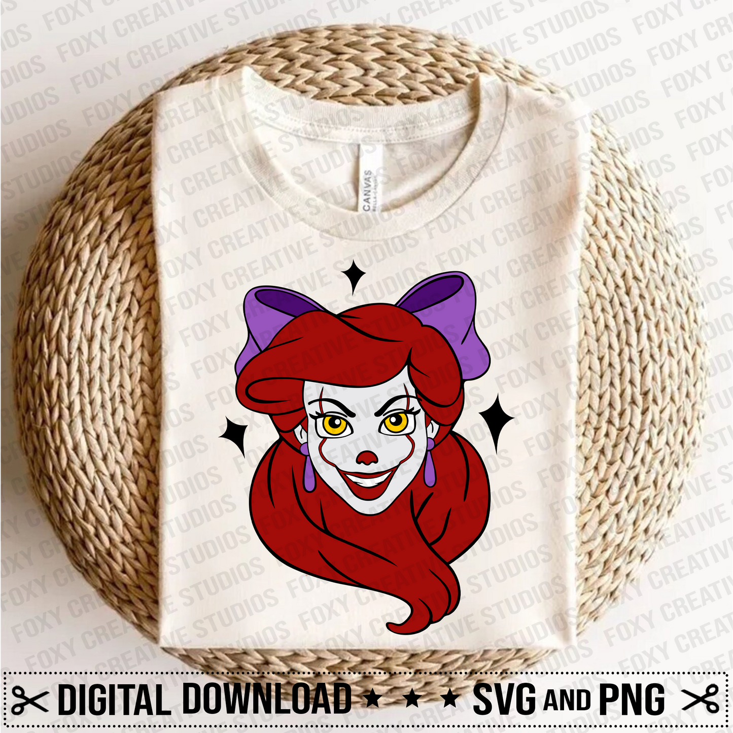 Mermaid svg, Halloween svg, Clown svg, Digital Download, Princess svg, ariel svg, clown face svg