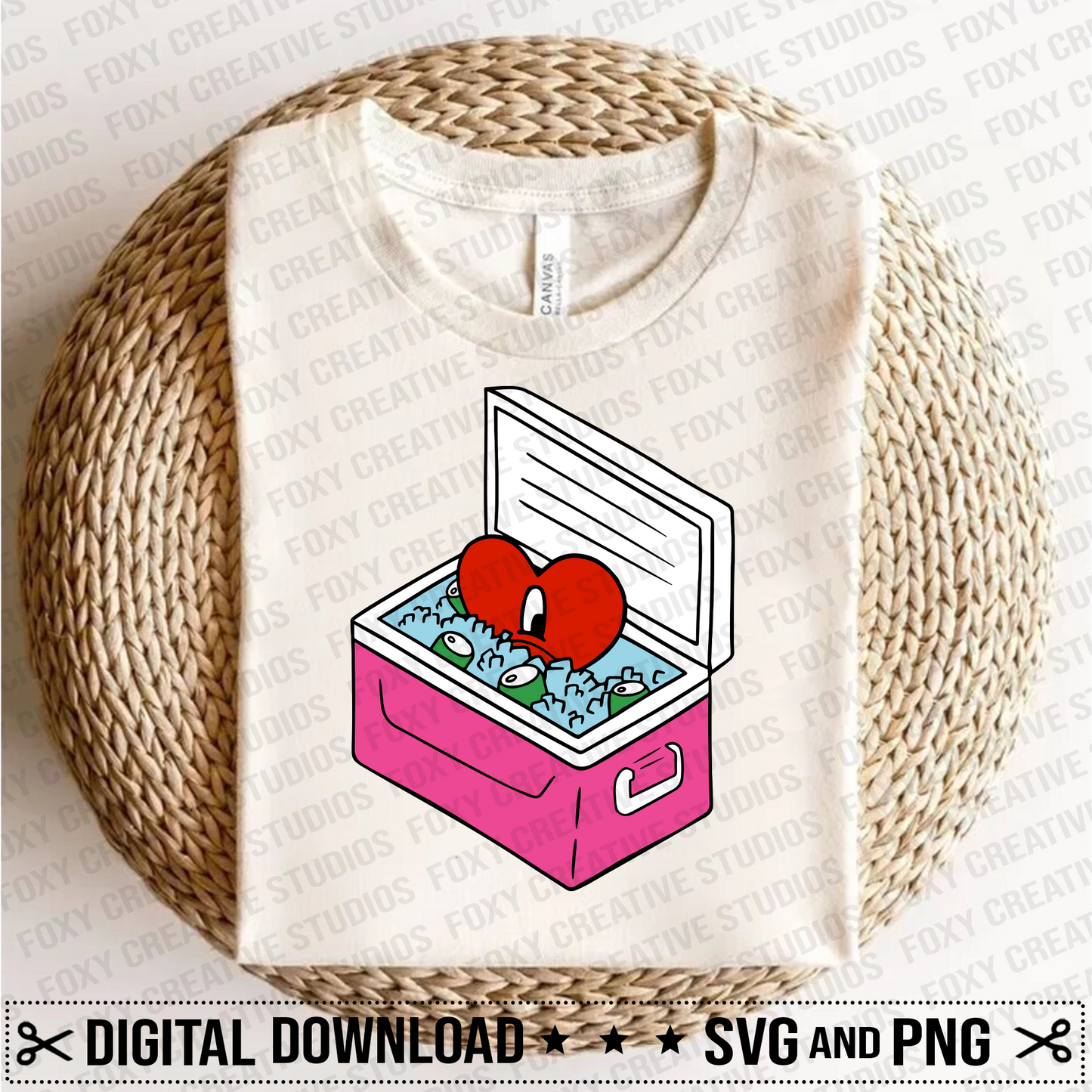 Summer svg, Beach svg, Ice Cooler svg, sad heart svg, Heart in Ice Cooler svg, Cartoon Heart svg, conejo malo svg, bunny svg
