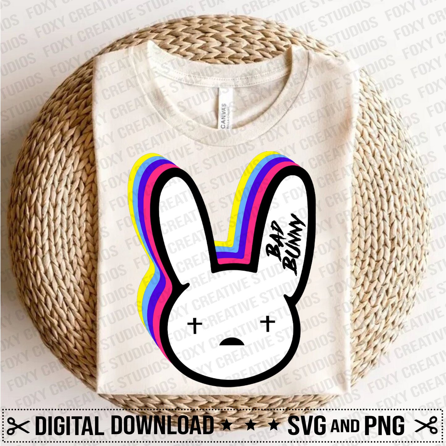 Multi-colored logo svg, conejo malo svg, sad heart svg, bunny head svg