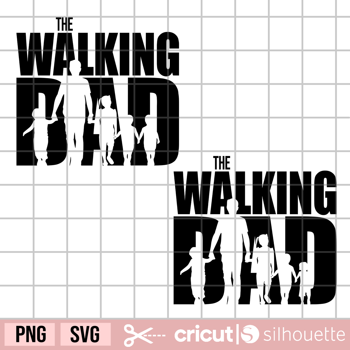 The walking Dad svg, Dad and Son svg, Father's Day svg, Dad and daughter svg, Father Svg, Dad svg, Walking Dad with Children svg, zombie dad svg, twins svg