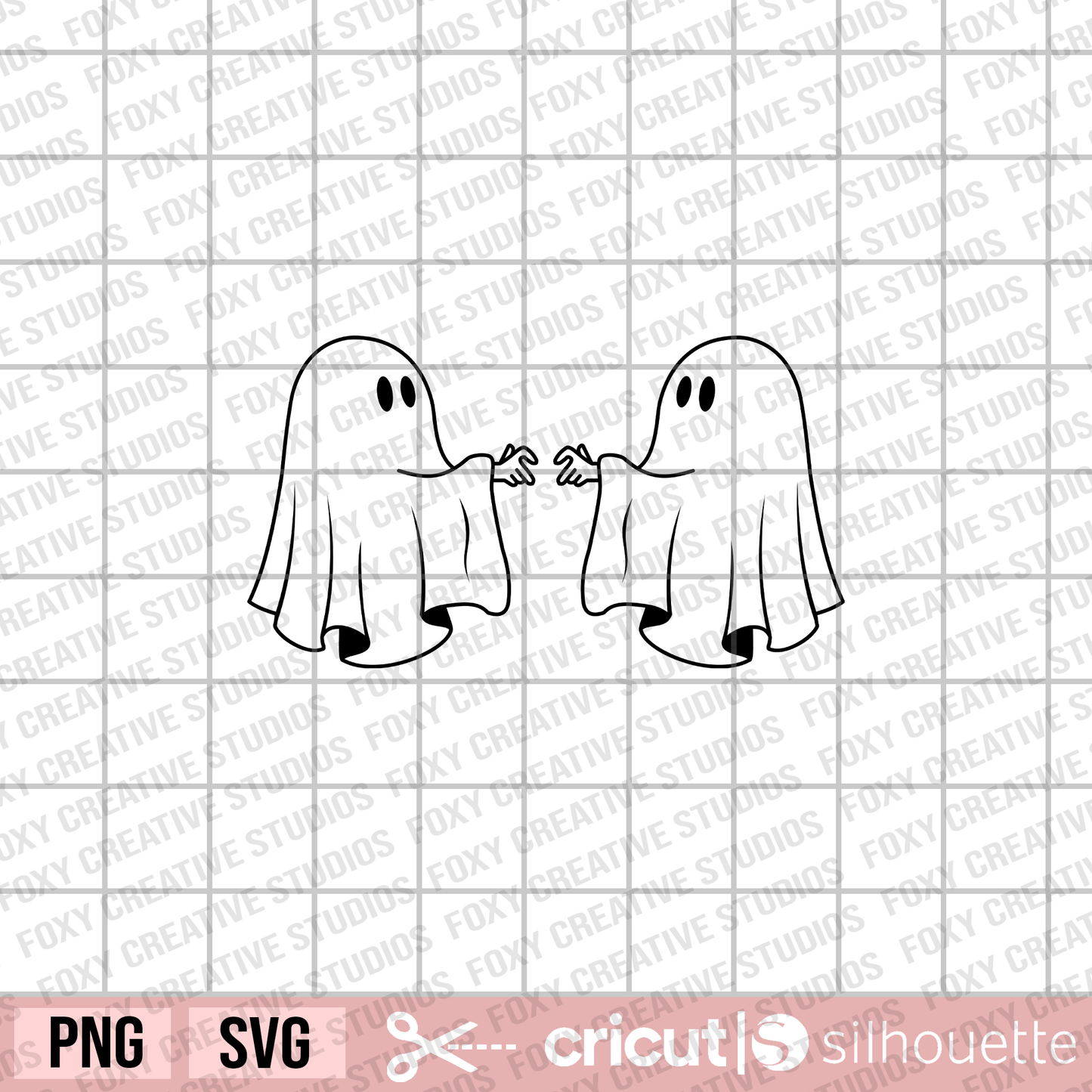 two ghosts svg, halloween svg, ghost with hands svg, heart shape hands svg, spooky ghost svg