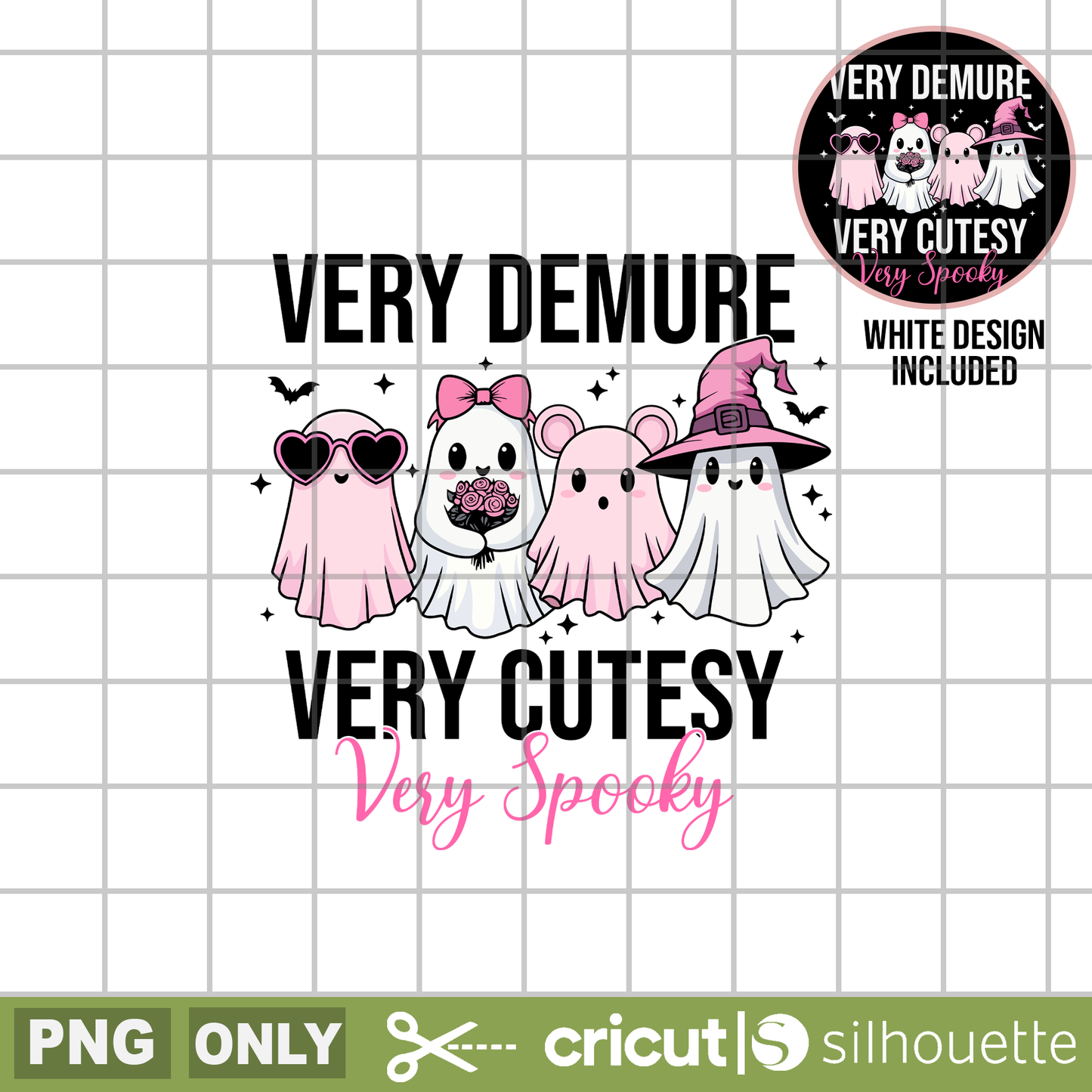 Very Demure Very Cutesy Very Spooky png, Spooky Ghosts png, Halloween png, Witch Ghost png, very demure png, Halloween Shirt sublimation design, bats png