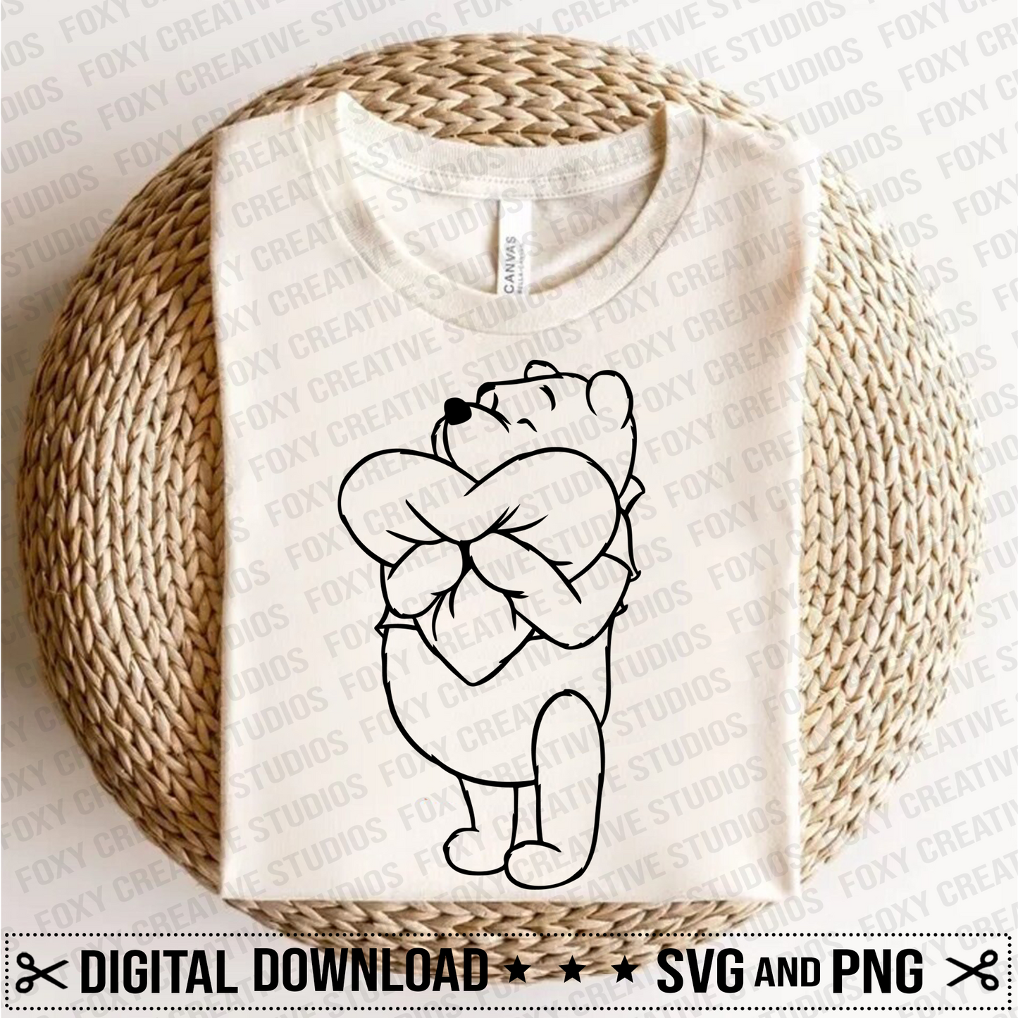 Bear hugging heart svg, Animal svg, tigger svg, donkey svg, piglet svg, pooh bear svg, Digital Download