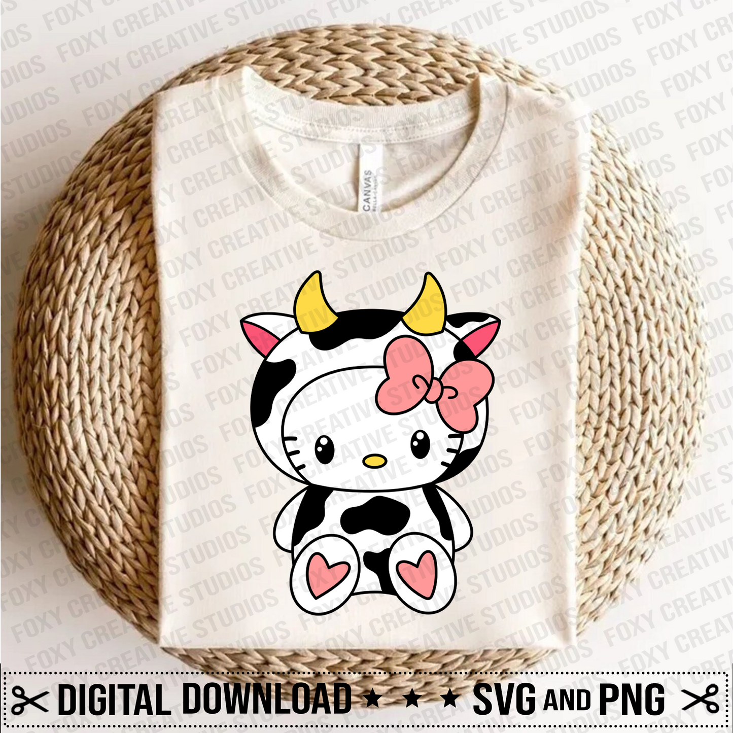 Cow svg, Kitty svg, Heart svg, Digital Download, Kawaii svg, pink bow svg, Farm svg, Farm Animal svg