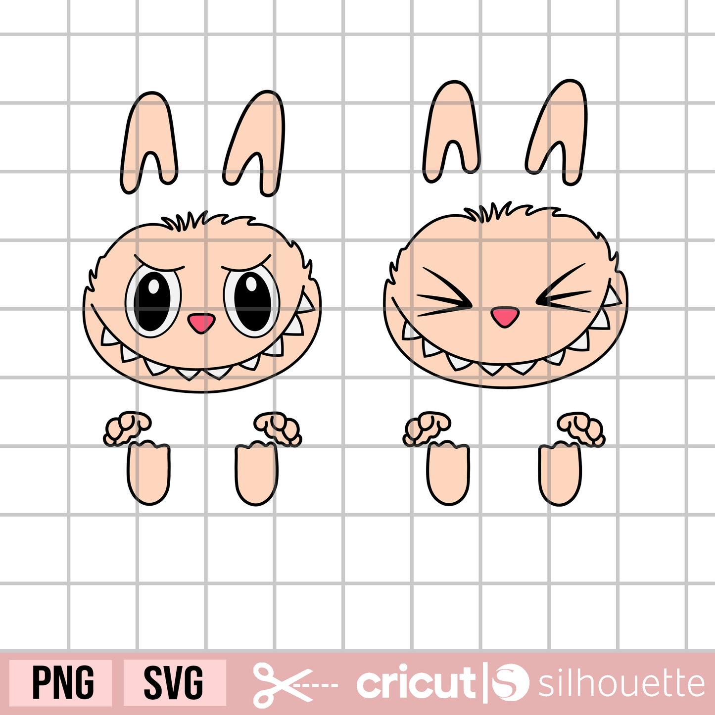 Labu Monster svg, monster la bu bu face svg, Digital Download, kawaii svg, kawaii monster svg, sharp teeth monster svg, kawaii kitty svg