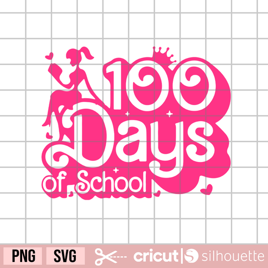 100 Days of School barbie svg, School svg, Students svg, teachers svg, pink princess crown svg, Free svg, End of School Year svg, graduation svg