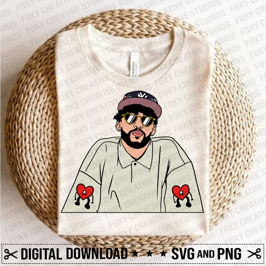 Sad heart svg, conejo malo head svg, bunny svg, conejo malo svg, baseball hat svg