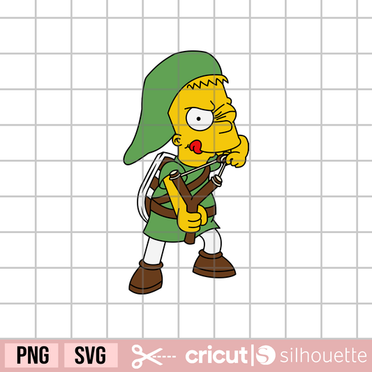 Bart as link svg, slingshot svg, bart svg, slingshot bart svg, sword svg, elf svg, castle svg, princess svg, elf link svg