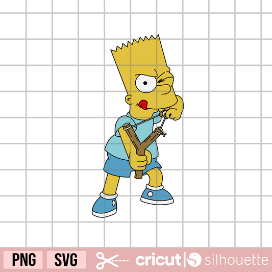 Slingshot Bart svg, slingshot svg, kid with slingshot svg, hay caramba svg, bart svg, why you little svg