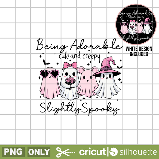 Being Adorable Cute and Creepy, Slightly Spooky png, Spooky Ghosts png, Halloween png, Witch Ghost png, very demure png, Halloween Shirt sublimation design