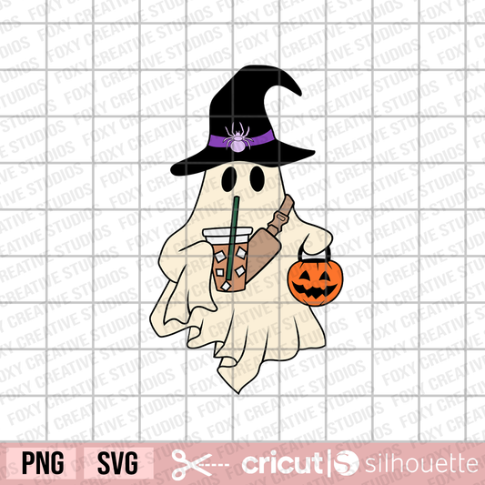 Boo Jee Ghost svg, Halloween svg, Ghost with witch Hat svg, coffee ghost svg, spider svg, jack o lantern pumpkin bucket svg, Belt bag Ghost svg, Trendy ghost, popular ghost