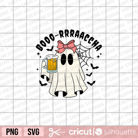Boo Rracha Ghost svg, Latino clipart, Mexican clipart, ghost coquette bow svg, Halloween svg, drunk ghost svg, beer drinking ghost svg