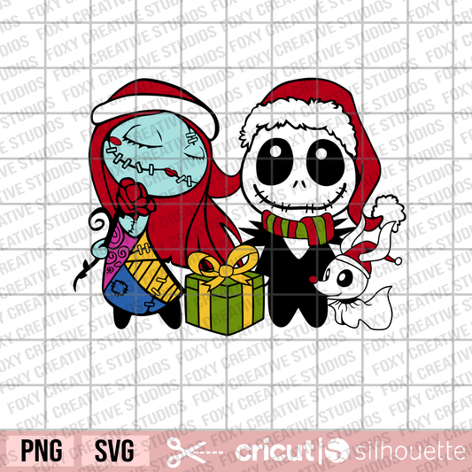 Jack and Sally Christmas svg, Christmas svg, ghost dog svg, Jack Skellington svg, baby jack and sally svg
