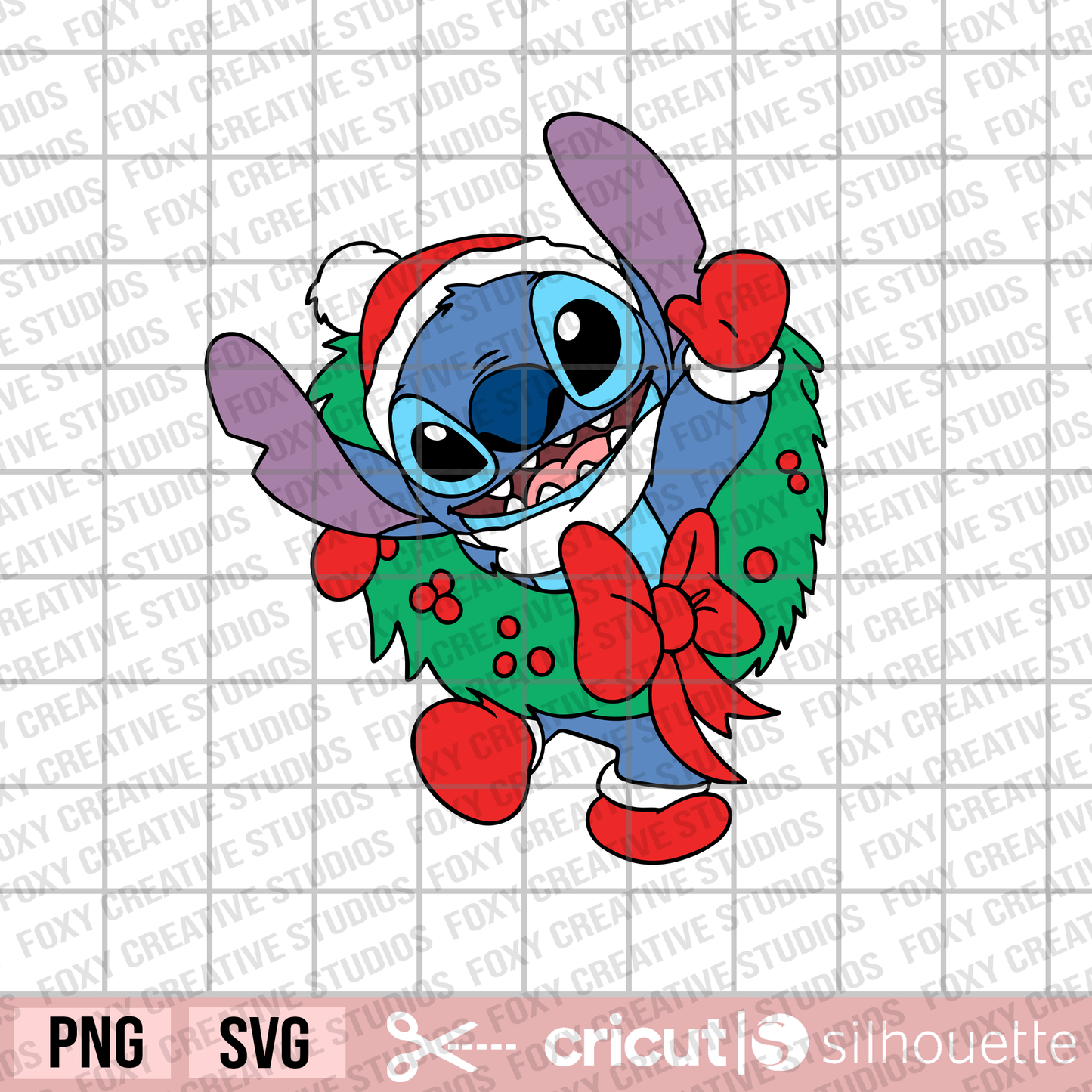 Christmas Stitch svg, Stitch with Wreath svg, Santa hat svg, Christmas svg, Holiday svg