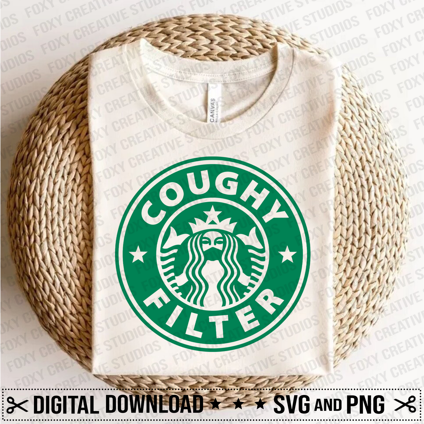 Coughy Filter Starbucks Svg, Coffee Ring Svg, Funny Mask Svg, Cricut, Silhouette Vector Cut File
