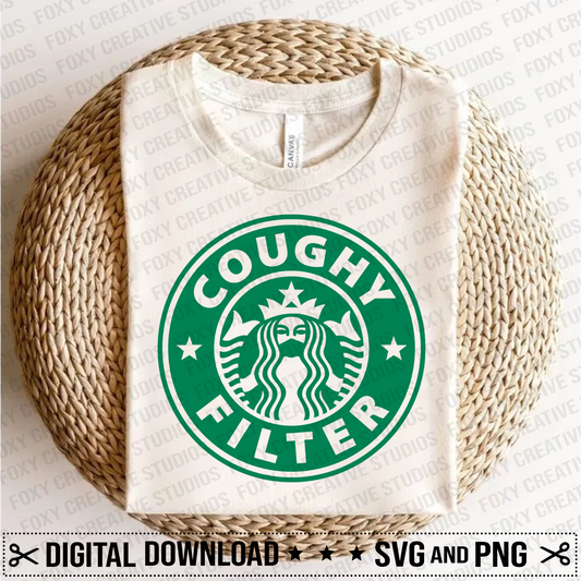 Coughy Filter Starbucks Svg, Coffee Ring Svg, Funny Mask Svg, Cricut, Silhouette Vector Cut File