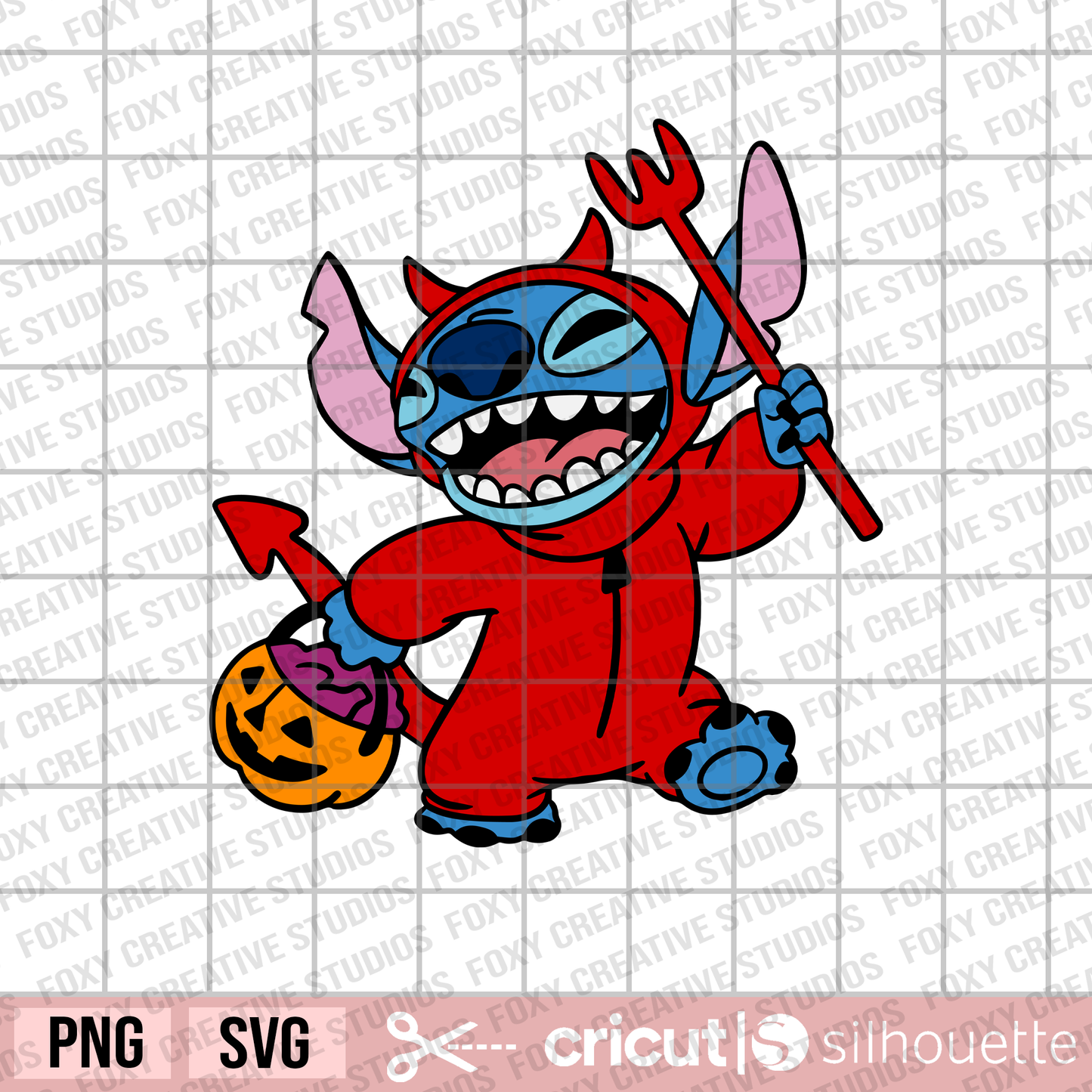 Halloween stitch svg, Halloween svg, Stitch in devil costume svg, pumpkin bucket svg, trick or treat svg