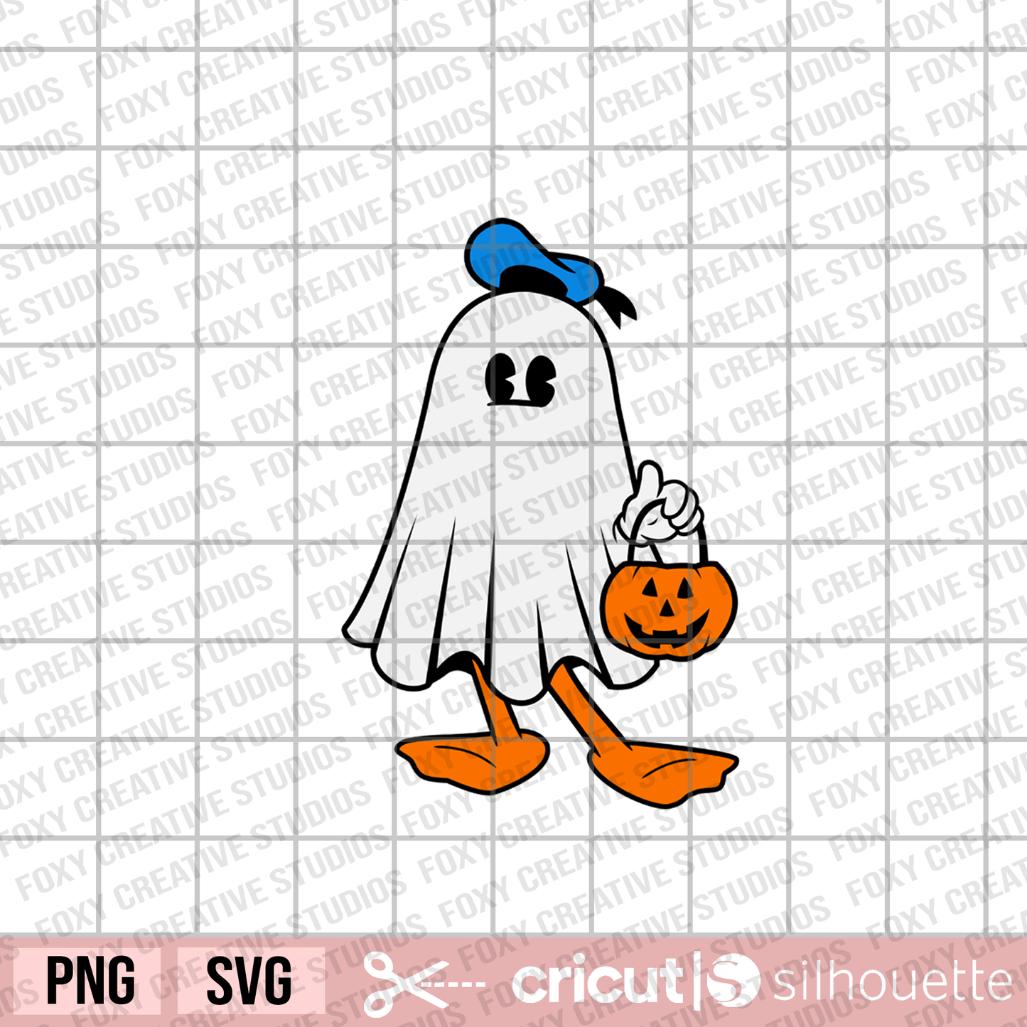 Donald Ghost svg, Halloween svg, trick or treat svg, cartoon svg, donald duck svg, jack o lantern pumpkin svg, Spooky vibes svg