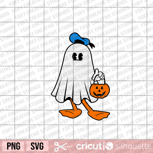 Donald Ghost svg, Halloween svg, trick or treat svg, cartoon svg, donald duck svg, jack o lantern pumpkin svg, Spooky vibes svg