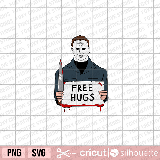 Free Hugs Michael myers svg, Halloween Horror Characters svg, Halloween svg, Horror Character svg, scary halloween svg