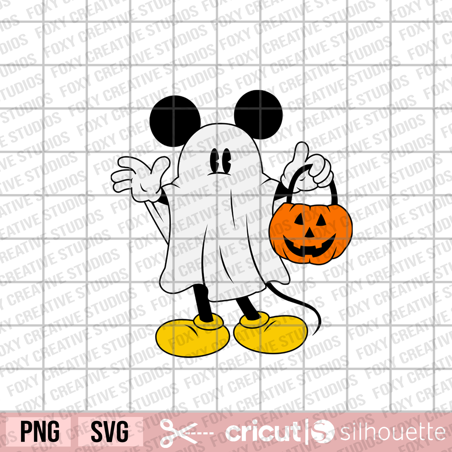 Halloween micky Ghost svg, Halloween svg, trick or treat svg, cartoon svg, mouse ghost svg, jack o lantern pumpkin svg, Spooky vibes svg