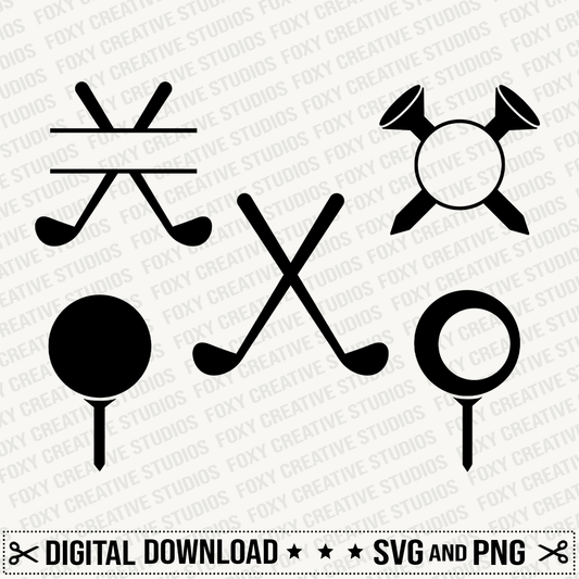 Golf Monogram frame svg, Golf svg, Sport svg, Golf Monogram Svg, Father's Day svg, Crossed Golf Clubs Split Name Frame Svg, Golfer Svg