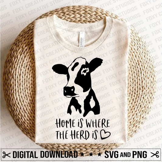 Home is where the Herd is svg, Home is where the herd is cow svg, farm life svg, cow svg, farm animal svg, free svg, Digital Download