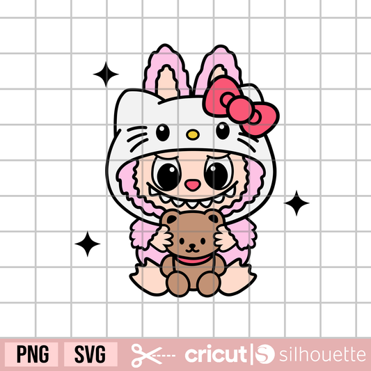 Cute Monster svg, Monster face svg, anime svg, small monster svg, sharp teeth monster svg, kawaii kitty svg, teddy bear svg