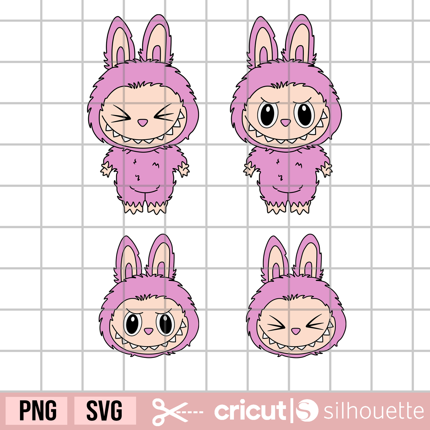 Labu Monster svg, monster la bu bu face svg, kawaii svg, kawaii monster svg, sharp teeth monster svg, kawaii kitty svg, anime svg