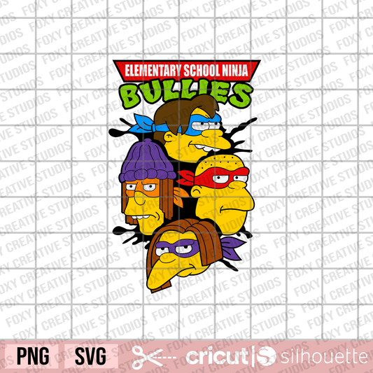 Elementary School Ninja Bullies svg, Funny Ninja svg, simpsons svg, TMNT