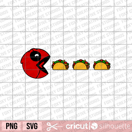 Taco deadpool pacman svg, taco tuesday svg, pacman deadpool svg, maximum effort svg