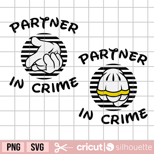 Partner in Crime svg, Best Friends svg, Couples svg, Matching shirt design svg, cartoon drawing hands svg, cartoon hand gloves svg