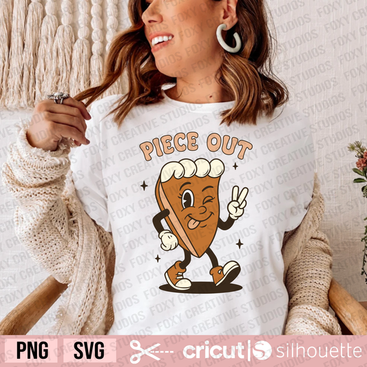Piece Out svg, pumpkin pie svg, peace hand sign svg, slice of pie svg, retro pumpkin pie svg, Thanksgiving svg, autumn svg