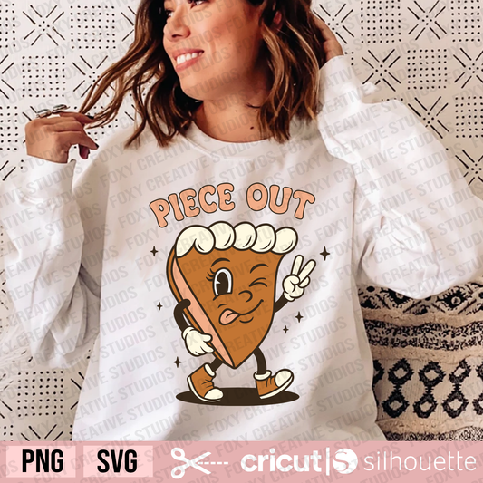 Piece out svg, pumpkin pie svg, peace hand sign svg, slice of pie svg, retro pumpkin pie svg, Thanksgiving svg, autumn svg