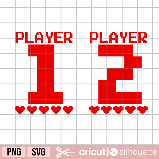 Player 1 svg, Player 2 svg, video game svg, game controller svg, Matching Gaming Shirt, Gamer svg, Gaming svg, Funny couple shirt, pixel heart svg