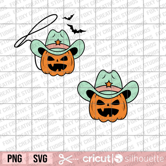 Pumpkins Faces svg, Pumpkin Cowboy Hat svg, Halloween svg, howdy pumpkin svg, pumpkin cowboy with lasso svg, western pumpkin svg