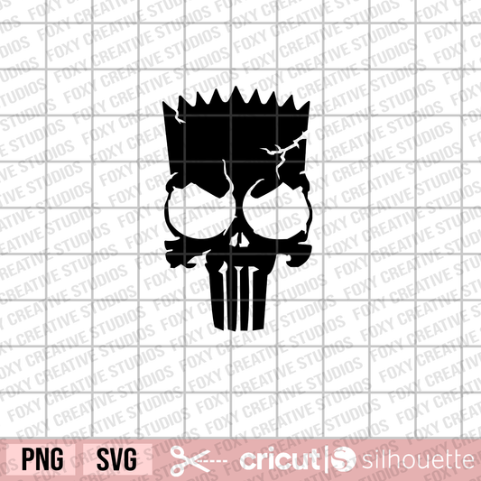 Punisher bart svg, bart punisher skull svg, punisher skull svg, bart svg, cartoon svg