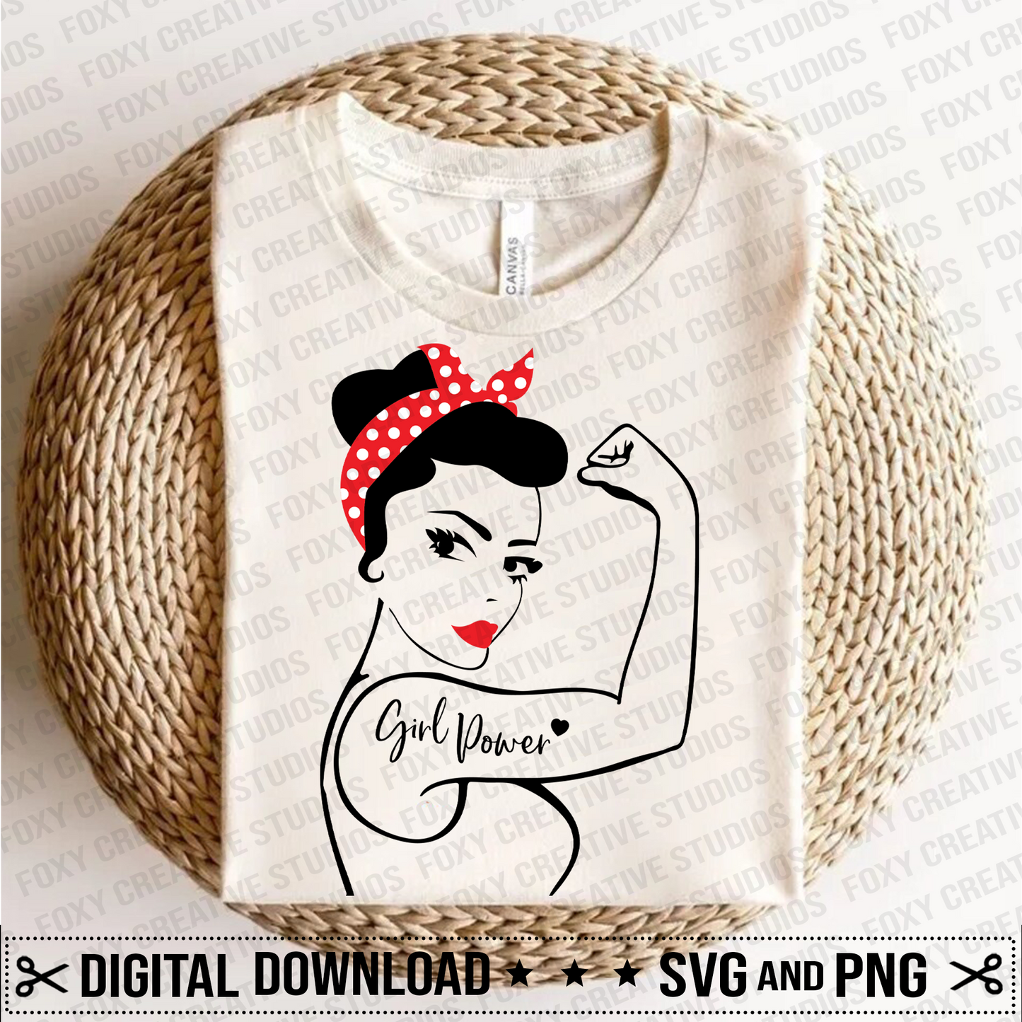Girl Power svg, Strong Woman svg, Free svg, Rosie riveter svg, Retro woman svg, Women empowerment svg