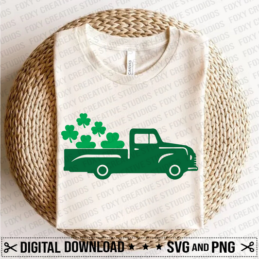 St. Patrick's Day truck svg, St. Patrick's Day svg, clover svg, clover truck svg, green truck svg, free svg, Digital Download