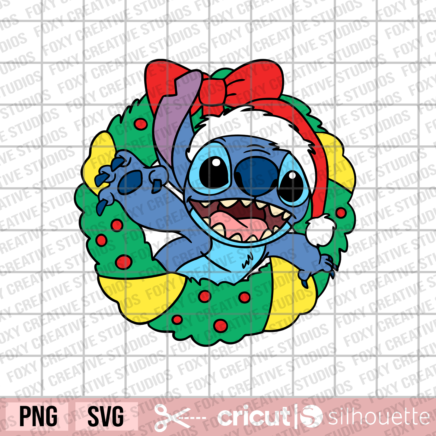 Christmas stitch svg, Santa hat svg, stitch in Christmas wreath svg, Christmas svg, Holiday svg