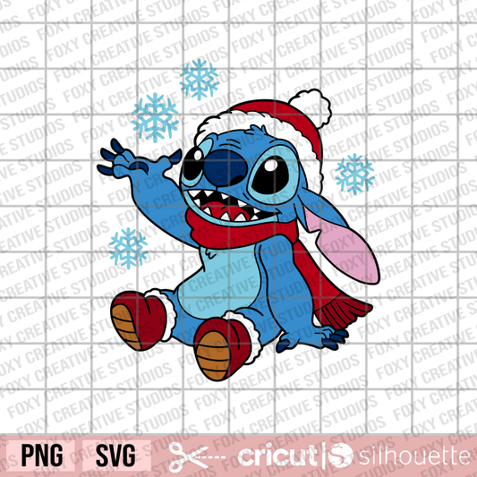 Christmas stitch svg, stitch with snowflake svg, Christmas svg, winter svg, Snowfall svg, stitch in scarf svg