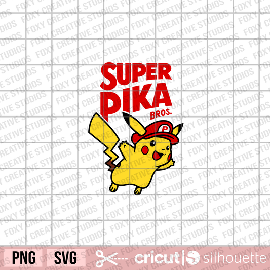 Super Pika Bros svg, cartoon svg, pikachu svg, pika mario svg, mario characters svg, pokeball svg