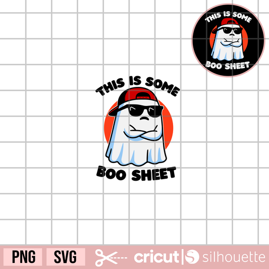 This is Some Boo Sheet Ghost svg, Halloween Shirt png, Ghost svg, Halloween svg, Trendy Halloween, Ghost with Sunglasses and Cap svg